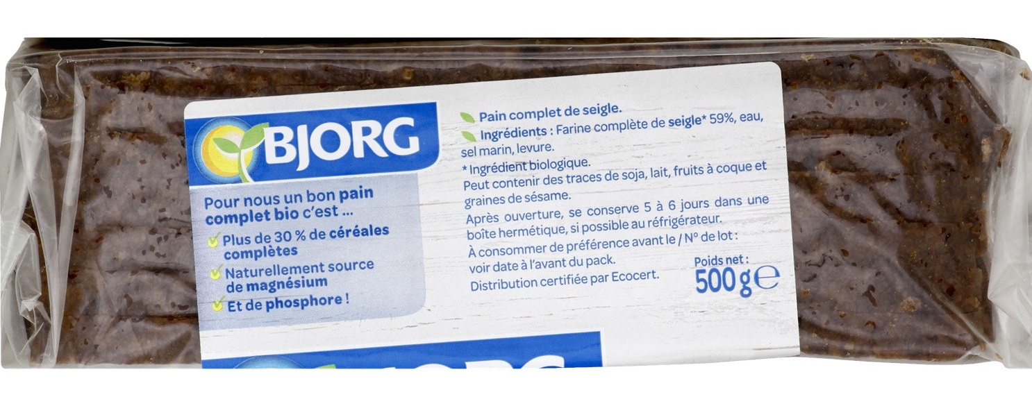 Pain complet de seigle bio BJORG